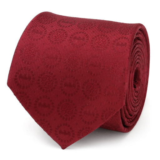 Batman Medallion Burgundy Silk Men's Tie