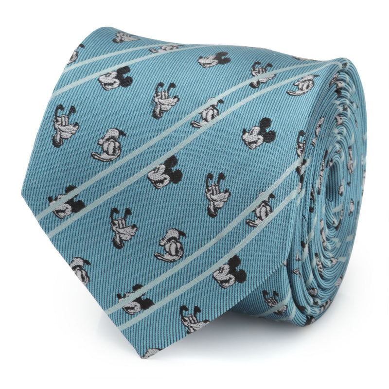 Mickey and Friends Aqua Striped Men's Tie