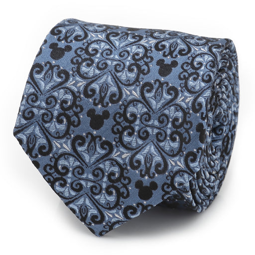 Mickey Mouse Damask Tile Blue Men's Tie