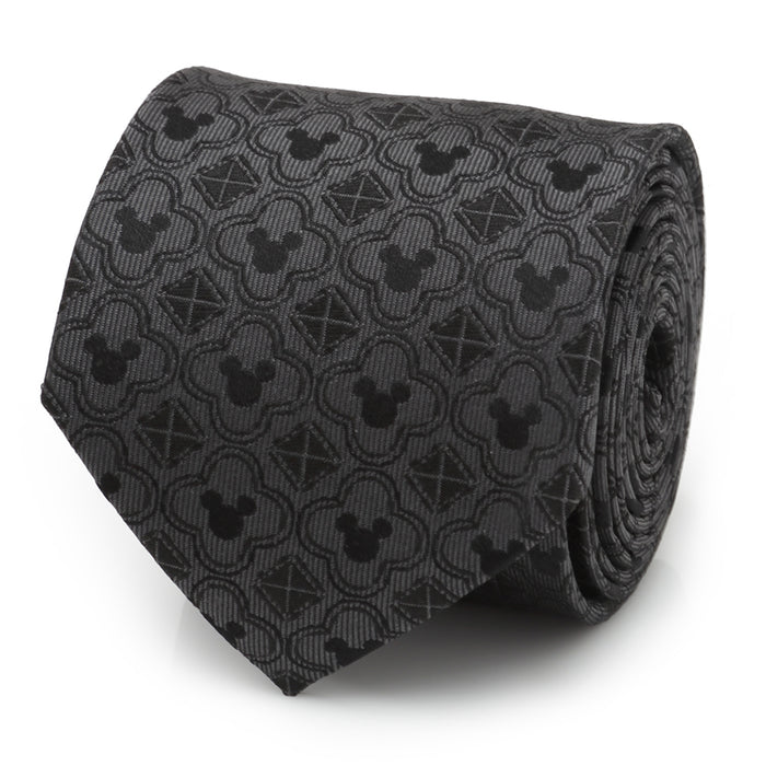 Mickey Mouse Pattern Black Men's Tie