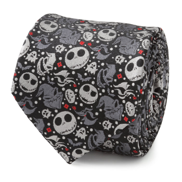 Nightmare Before Christmas Black Gray Pattern Men's Tie