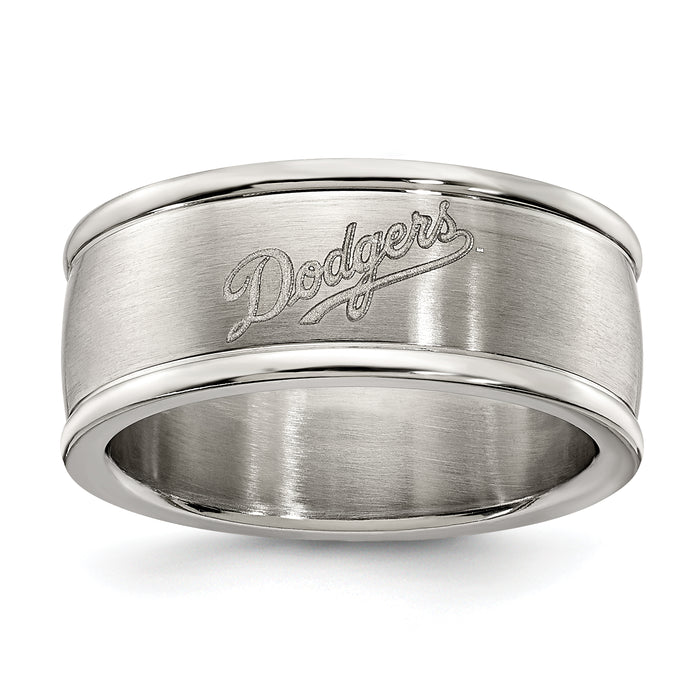 LOS ANGELES DODGERS STAINLESS STEEL LOGO BAND RING SIZE 6
