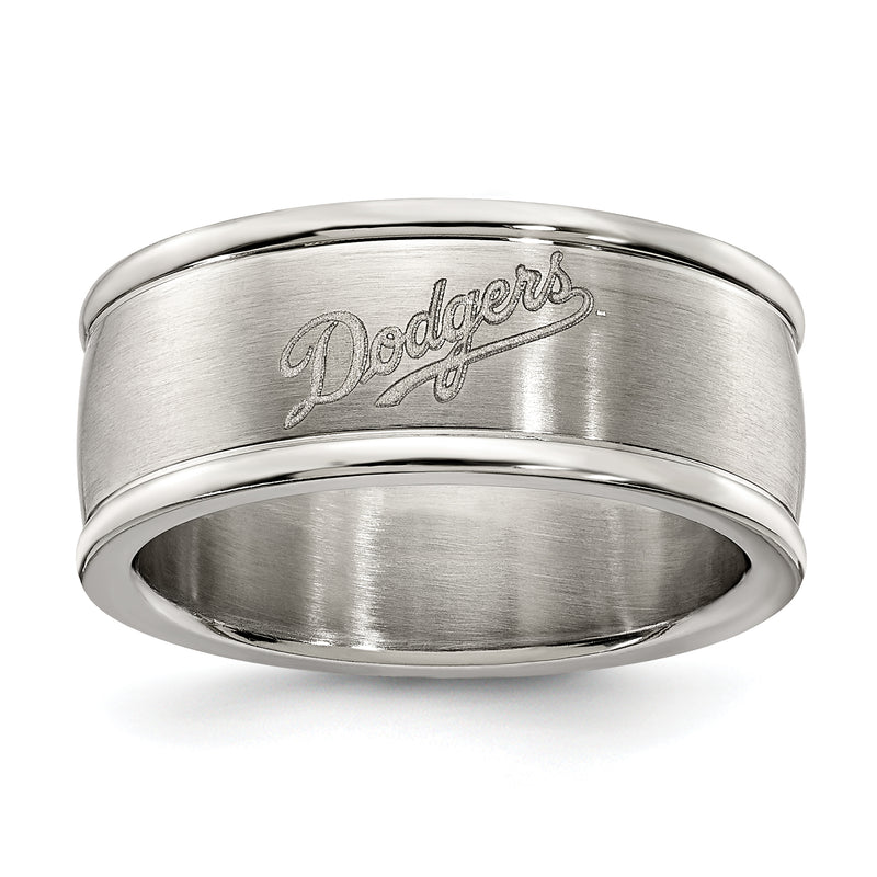 LOS ANGELES DODGERS STAINLESS STEEL LOGO BAND RING SIZE 7