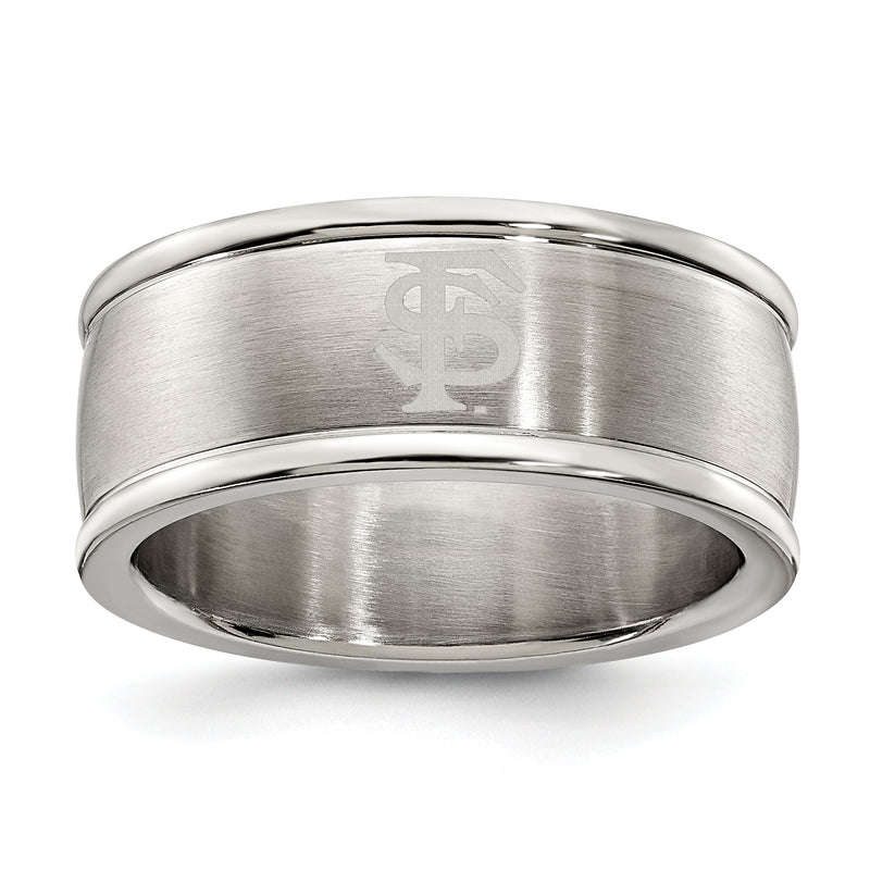 FLORIDA STATE UNIV STAINLESS STEEL LOGO BAND RING SIZE 6
