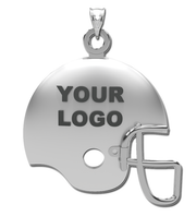 Sterling Silver Football Helmet Necklace • Personalized 3D Football Helmet Necklace with your logo, name and number.