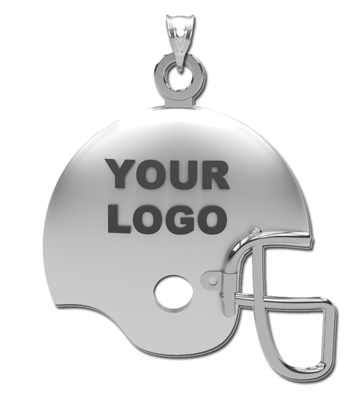 Sterling Silver Football Helmet Necklace • Personalized 3D Football Helmet Necklace with your logo, name and number.