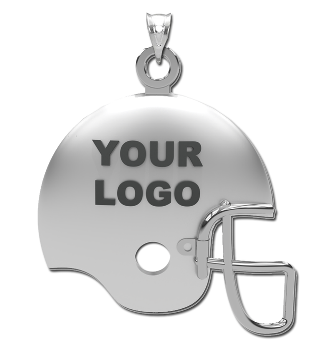 Sterling Silver Football Helmet Necklace • Personalized 3D Football Helmet Necklace with your logo, name and number.