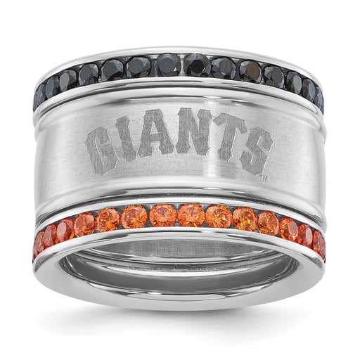 SAN FRAN GIANTS TEAM LOGO CRYSTAL STACKED RING SET SZ7