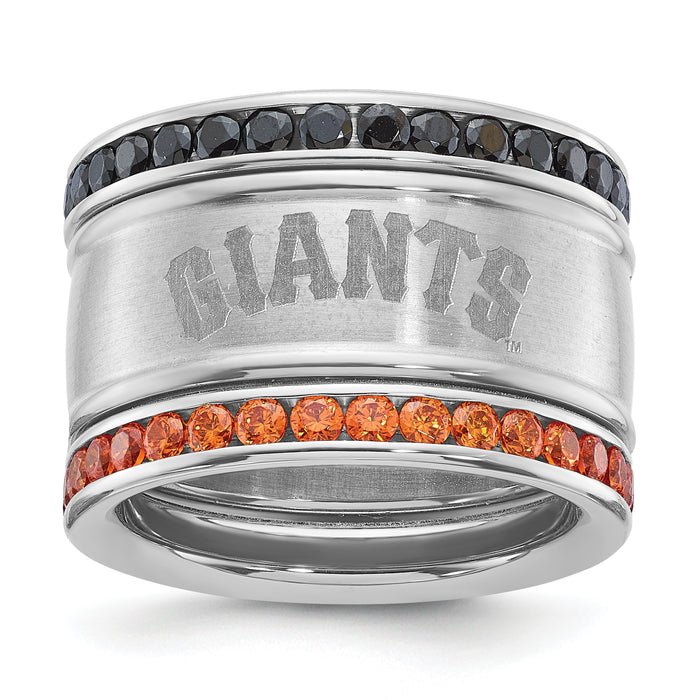 SAN FRAN GIANTS TEAM LOGO CRYSTAL STACKED RING SET SZ7