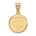 The SS Gold-plated MLB Minnesota Twins Baseball Club Medium Pendant is a round, polished sterling silver piece with "TC" engraving and a matching gold bail for easy attachment to a chain.