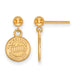 SS Gold-plated MLB Minn Twins Baseball Club Dangle Post Earrings feature round charms engraved with the team logo and text. Shown are one earring from the front and the other from the side and back.