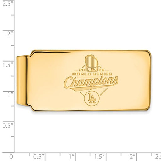 GP 2025 World Series Champions Los Angeles Dodgers Money Clip showing measurements