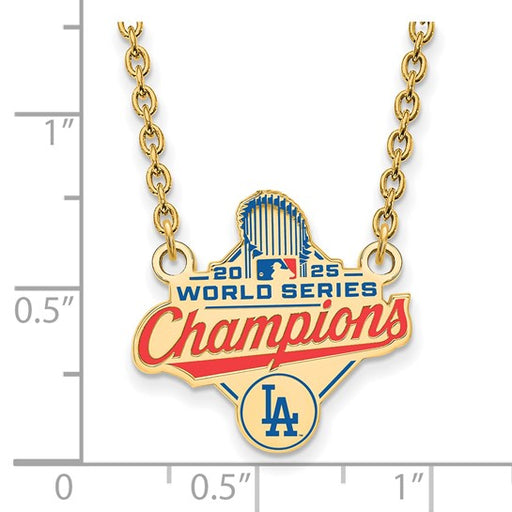 GP 2025 World Series Champions Los Angeles Dodgers Large Pendant w/ Necklace showing measurements