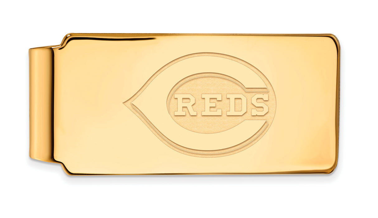 Sterling Silver Gold-plated MLB LogoArt Cincinnati Reds Money Clip