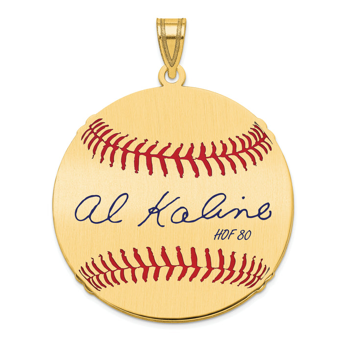 Gold-plating over Sterling Silver Al Kaline Hall of Fame Signature Large Epoxy Baseball Pendant