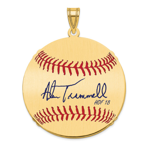 Gold-plating over Sterling Silver Alan Trammell Hall of Fame Signature Large Epoxy Baseball Pendant