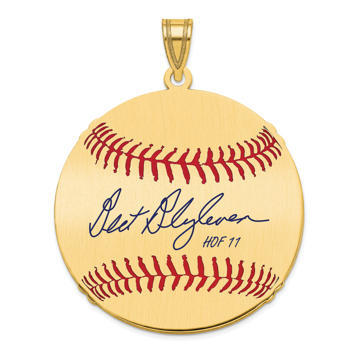 Gold-plating over Sterling Silver Bert Blyleven Hall of Fame Signature Large Epoxy Baseball Pendant