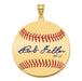 Gold-plating over Sterling Silver Bob Feller Hall of Fame Signature Large Epoxy Baseball Pendant