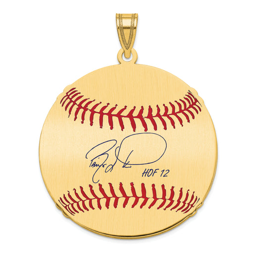 Gold-plating over Sterling Silver Barry Larkin Hall of Fame Signature Large Epoxy Baseball Pendant