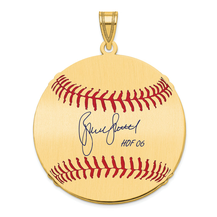 Gold-plating over Sterling Silver Bruce Sutter Hall of Fame Signature Large Epoxy Baseball Pendant