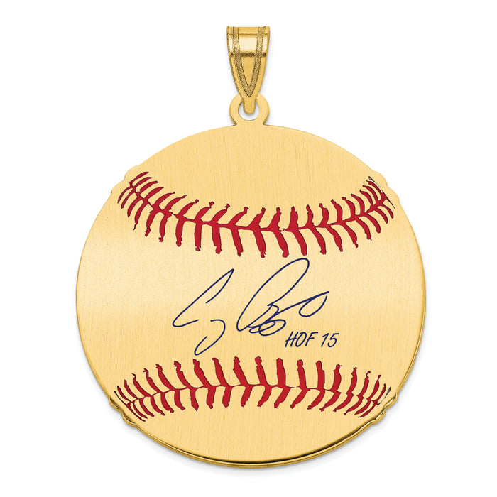 Gold-plating over Sterling Silver Craig Biggio Hall of Fame Signature Large Epoxy Baseball Pendant