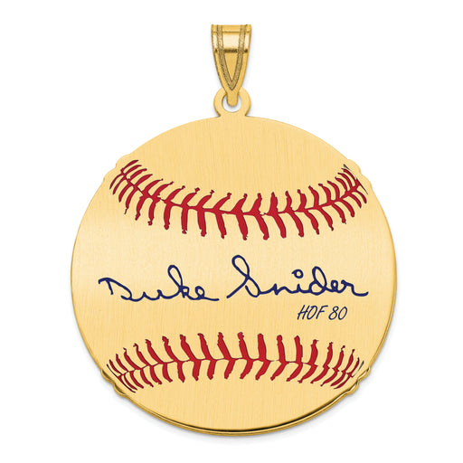 Gold-plating over Sterling Silver Edwin Donald DUKE Snider Hall of Fame Signature Large Epoxy Baseball Pendant