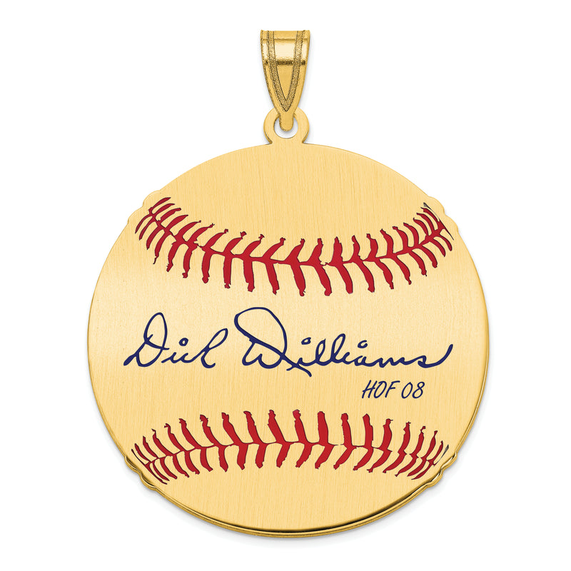 Gold-plating over Sterling Silver Dick Williams Hall of Fame Signature Large Epoxy Baseball Pendant