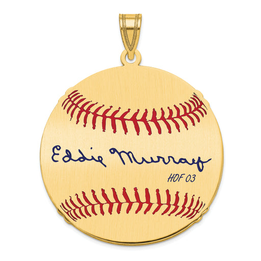 Gold-plating over Sterling Silver Eddie Murray Hall of Fame Signature Large Epoxy Baseball Pendant