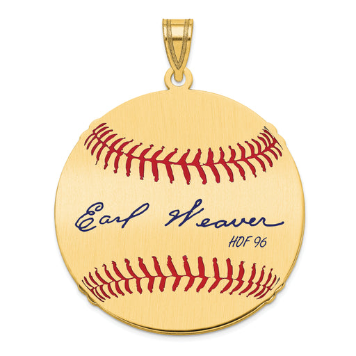 Gold-plating over Sterling Silver Earl Weaver Hall of Fame Signature Large Epoxy Baseball Pendant