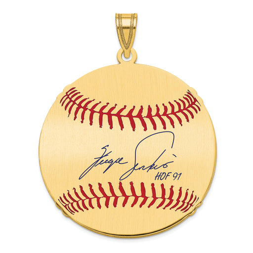 Gold-plating over Sterling Silver Fergie Jenkins Hall of Fame Signature Large Epoxy Baseball Pendant
