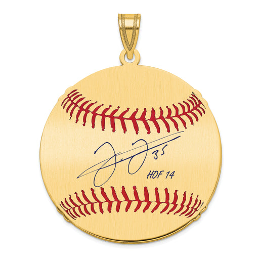 Gold-plating over Sterling Silver Frank Thomas Hall of Fame Signature Large Epoxy Baseball Pendant