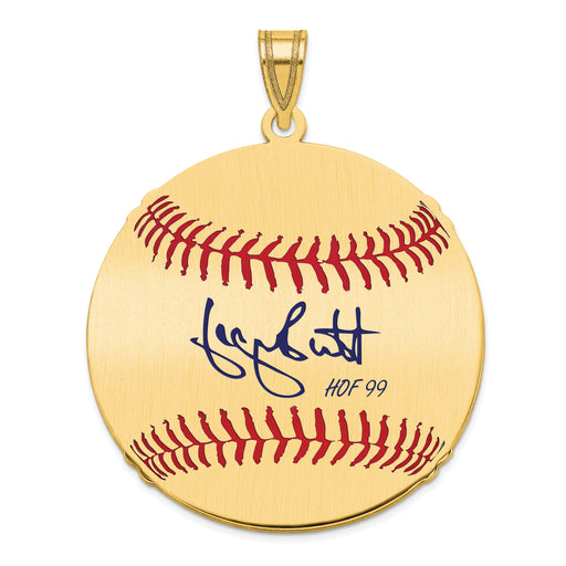 Gold-plating over Sterling Silver George Brett Hall of Fame Signature Large Epoxy Baseball Pendant