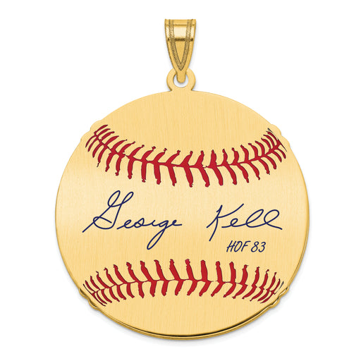 Gold-plating over Sterling Silver George Kell Hall of Fame Signature Large Epoxy Baseball Pendant