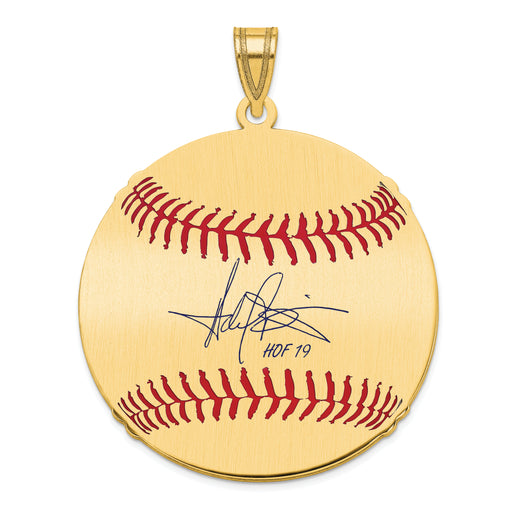 Gold-plating over Sterling Silver Harold Baines Hall of Fame Signature Large Epoxy Baseball Pendant