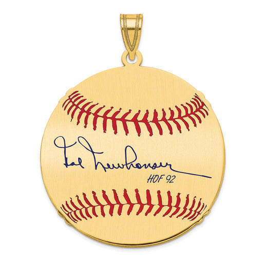 Gold-plating over Sterling Silver Hal Newhouser Hall of Fame Signature Large Epoxy Baseball Pendant