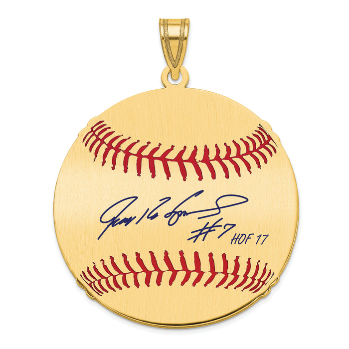 Gold-plating over Sterling Silver Ivan PUDGE Rodriguez Hall of Fame Signature Large Epoxy Baseball Pe