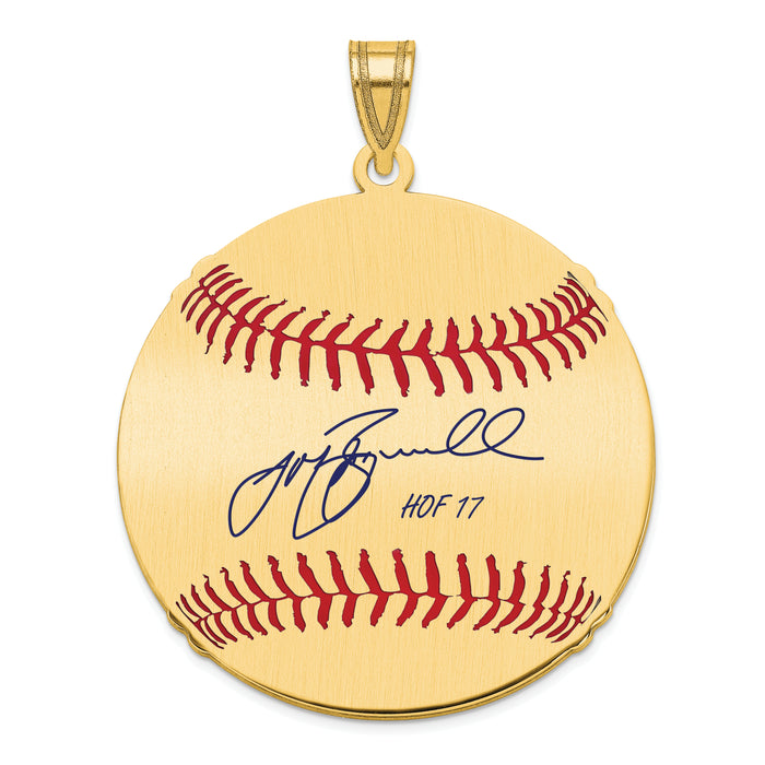 Gold-plating over Sterling Silver Jeff Bagwell Hall of Fame Signature Large Epoxy Baseball Pendant