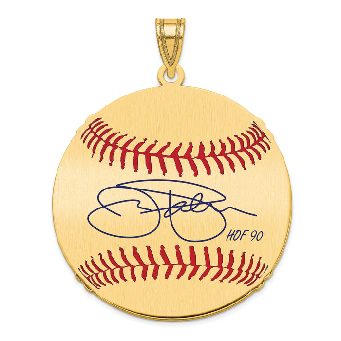 Gold-plating over Sterling Silver James JIM Palmer Hall of Fame Signature Large Epoxy Baseball Pendant