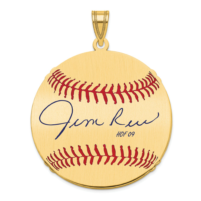 Gold-plating over Sterling Silver James JIM Rice Hall of Fame Signature Large Epoxy Baseball Pendant
