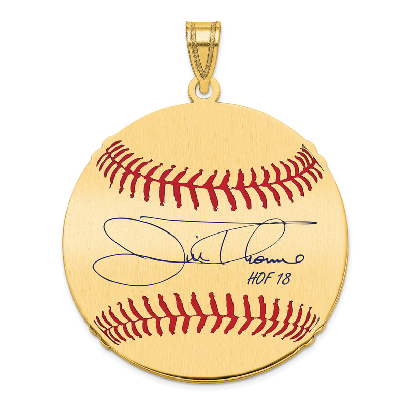 Gold-plating over Sterling Silver James JIM Thome Hall of Fame Signature Large Epoxy Baseball Pendant