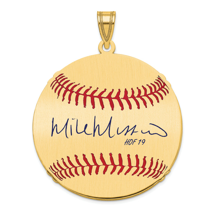 Gold-plating over Sterling Silver Mike Mussina Hall of Fame Signature Large Epoxy Baseball Pendant