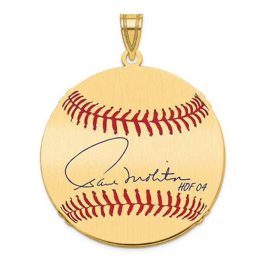 Gold-plating over Sterling Silver Paul Molitor Hall of Fame Signature Large Epoxy Baseball Pendant