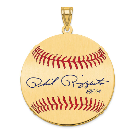 Gold-plating over Sterling Silver Phil Rizzuto Hall of Fame Signature Large Epoxy Baseball Pendant