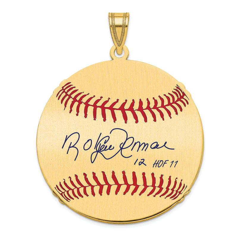 Gold-plating over Sterling Silver Roberto Alomar Hall of Fame Signature Large Epoxy Baseball Pendant