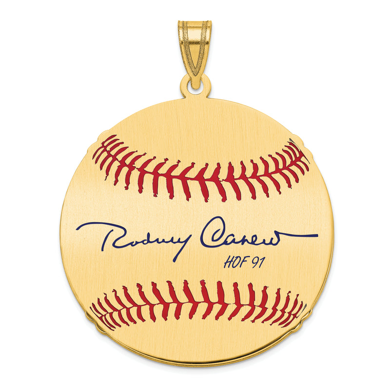 Gold-plating over Sterling Silver Rodney Carew Hall of Fame Signature Large Epoxy Baseball Pendant