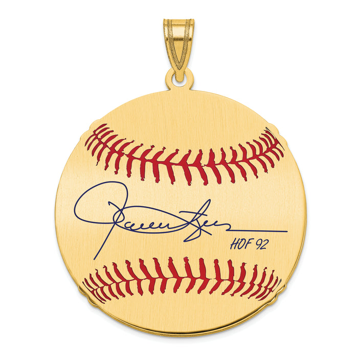 Gold-plating over Sterling Silver Roland ROLLIE Fingers Hall of Fame Signature Large Epoxy Baseball Pendant