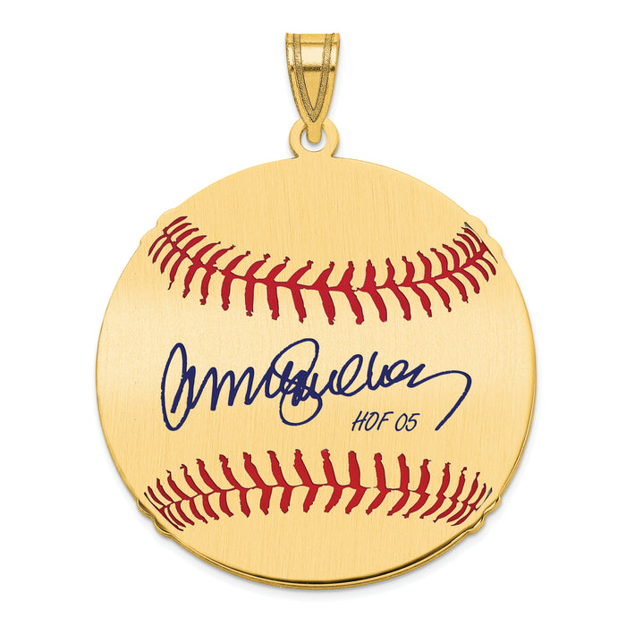 Gold-plating over Sterling Silver Ryne Sandberg Hall of Fame Signature Large Epoxy Baseball Pendant