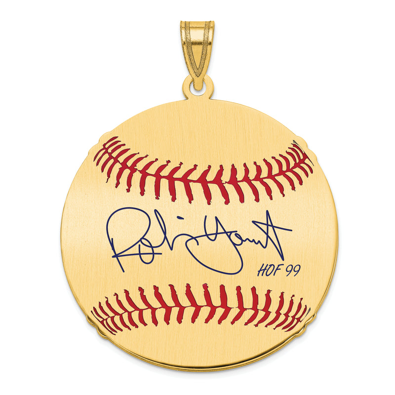 Gold-plating over Sterling Silver Robin Yount Hall of Fame Signature Large Epoxy Baseball Pendant