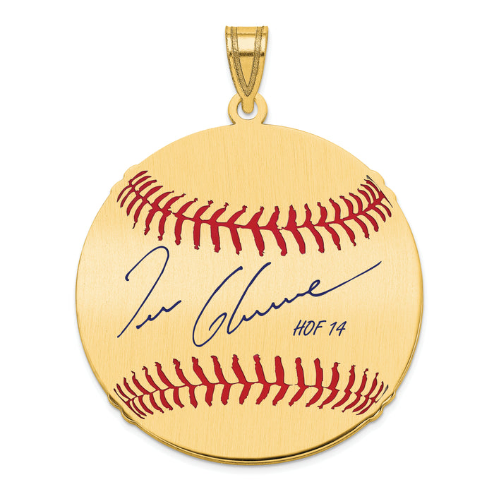 Gold-plating over Sterling Silver Tom Glavine Hall of Fame Signature Large Epoxy Baseball Pendant