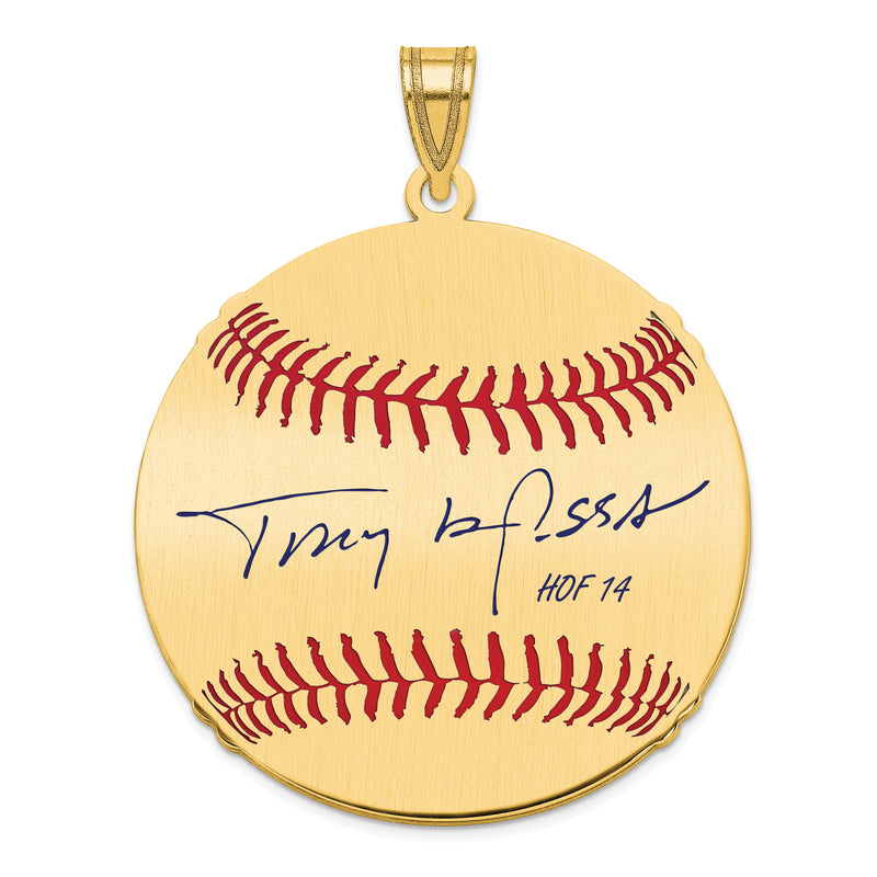Gold-plating over Sterling Silver Tony La Russa Hall of Fame Signature Large Epoxy Baseball Pendant